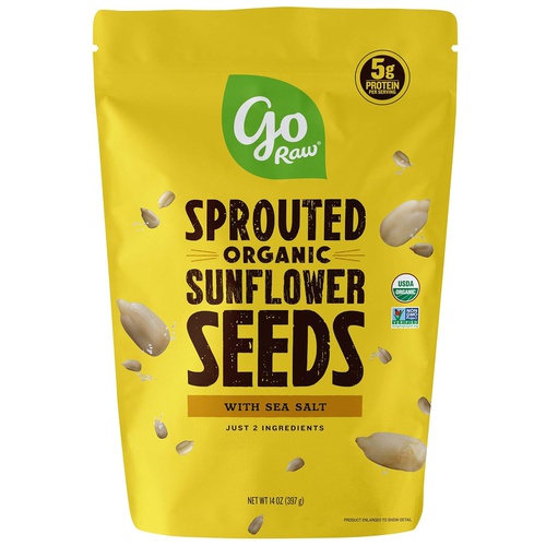  Go Raw Sunflower Seeds with Sea Salt, Sprouted & Organic, 14 oz. Bag | Keto | Vegan | Gluten Free Snacks | Superfood