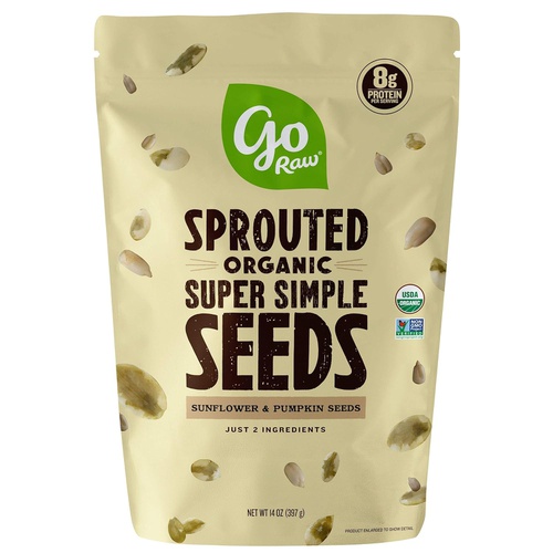  Go Raw Sunflower Seeds with Sea Salt, Sprouted & Organic, 14 oz. Bag | Keto | Vegan | Gluten Free Snacks | Superfood