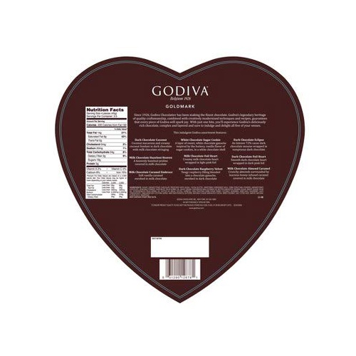  Godiva Valentines Day Heart Box Goldmark Assorted Chocolate Heart Box (Light Red, 14 CT - 5.25 OZ)