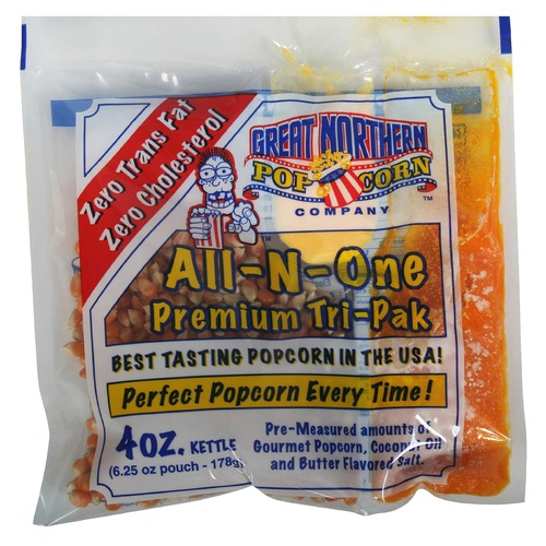  Great Northern Popcorn Company 4 oz Popcorn Packs  Pre-Measured, Movie Theater Style, All-in-One Kernel, Salt, Oil Packets for Popcorn Machines by Great Northern Popcorn (24 Case)