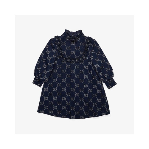  Gucci Kids Double G Jersey Long Sleeve Dress (Little Kids/Big Kids)