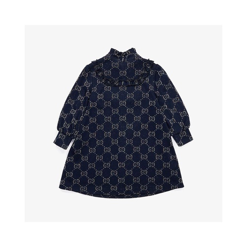  Gucci Kids Double G Jersey Long Sleeve Dress (Little Kids/Big Kids)