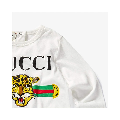  Gucci Kids Feline Long Sleeve All-In-One One-Piece (Infant)