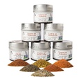 Gourmet World Flavors Seasoning Collection | Non GMO Verified | 6 Magnetic Tins | Spice Blends | Crafted in Small Batches by Gustus Vitae | #68