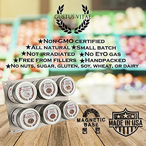  Gustus Vitae Luxury Gourmet Seasonings, Spices & Italian Black Truffle Sea Salt Collection - Non GMO - 6 Magnetic Tins - All Natural - Sustainably Sourced - Artisanal Spice Blends - Crafted in