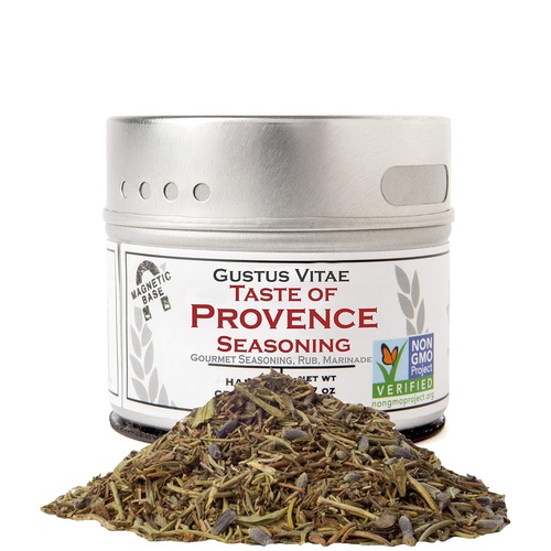  Gustus Vitae Taste of Provence - Gourmet Seasoning - Salt Free - Artisanal Spice Mix - Non GMO Verified - Magnetic Tin - Small Batch