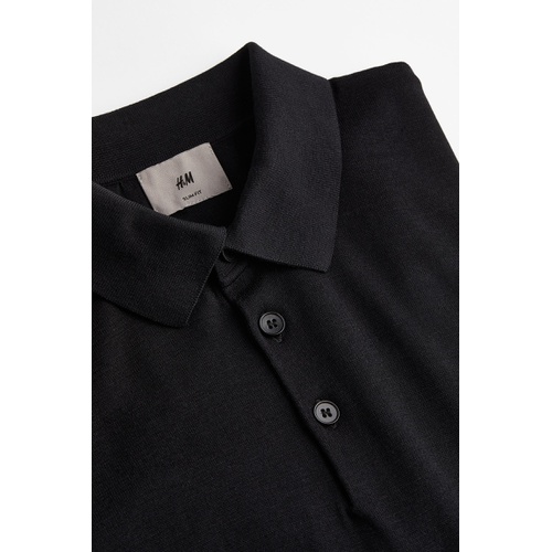 에이치앤엠 H&M Slim Fit Silk-blend Polo Shirt
