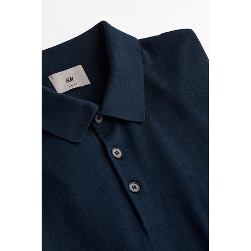 에이치앤엠 H&M Slim Fit Silk-blend Polo Shirt