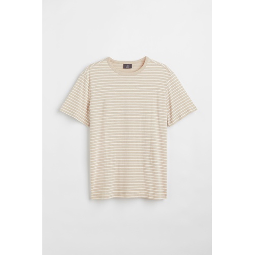 에이치앤엠 H&M Regular Fit Linen-blend T-shirt