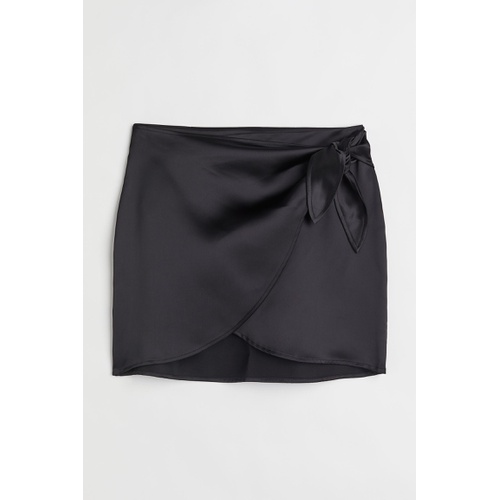 에이치앤엠 H&M Satin Wrapover Skirt