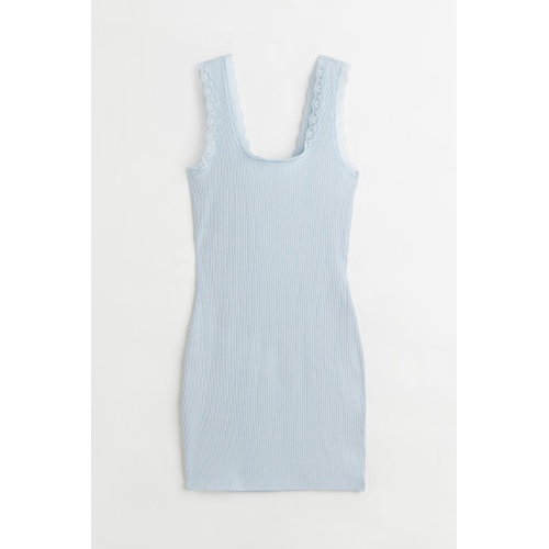 에이치앤엠 H&M Lace-trimmed Ribbed Dress