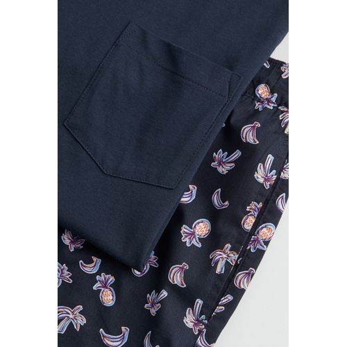 에이치앤엠 H&M Regular Fit Pajama T-shirt and Shorts