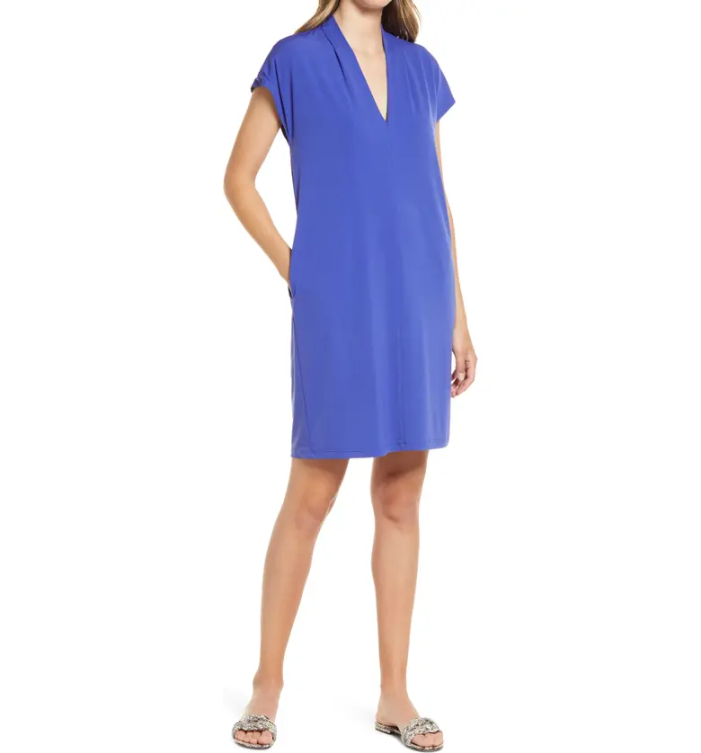 Halogen Pleat Detail Shift Dress_BLUE SPECTRUM