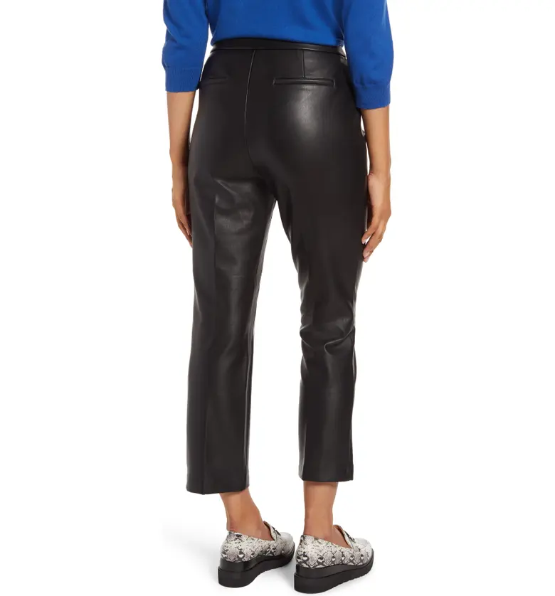  Halogen Crop Straight Leg Faux Leather Pants_BLACK