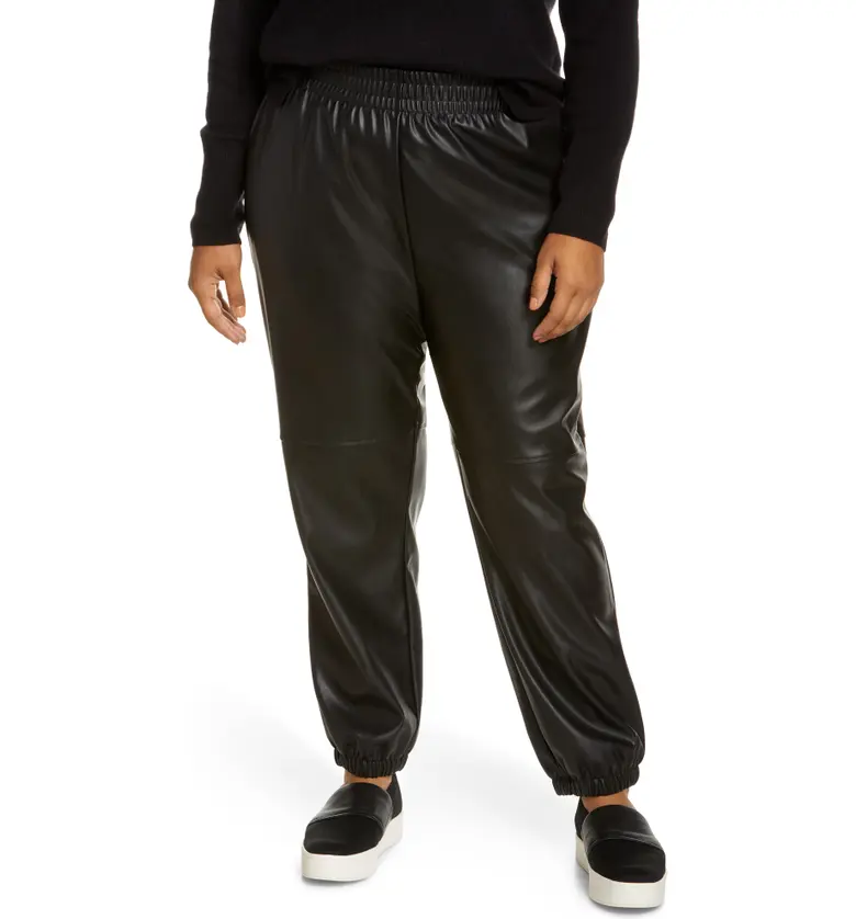 Halogen Faux Leather Joggers_BLACK