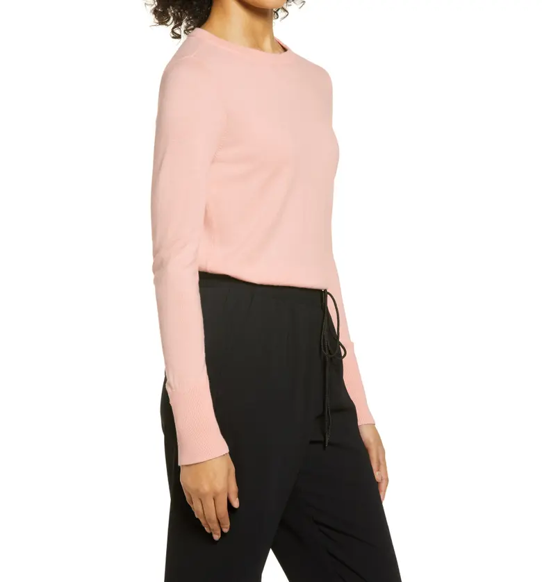  Halogen Crewneck Sweater_PINK CHINTZ