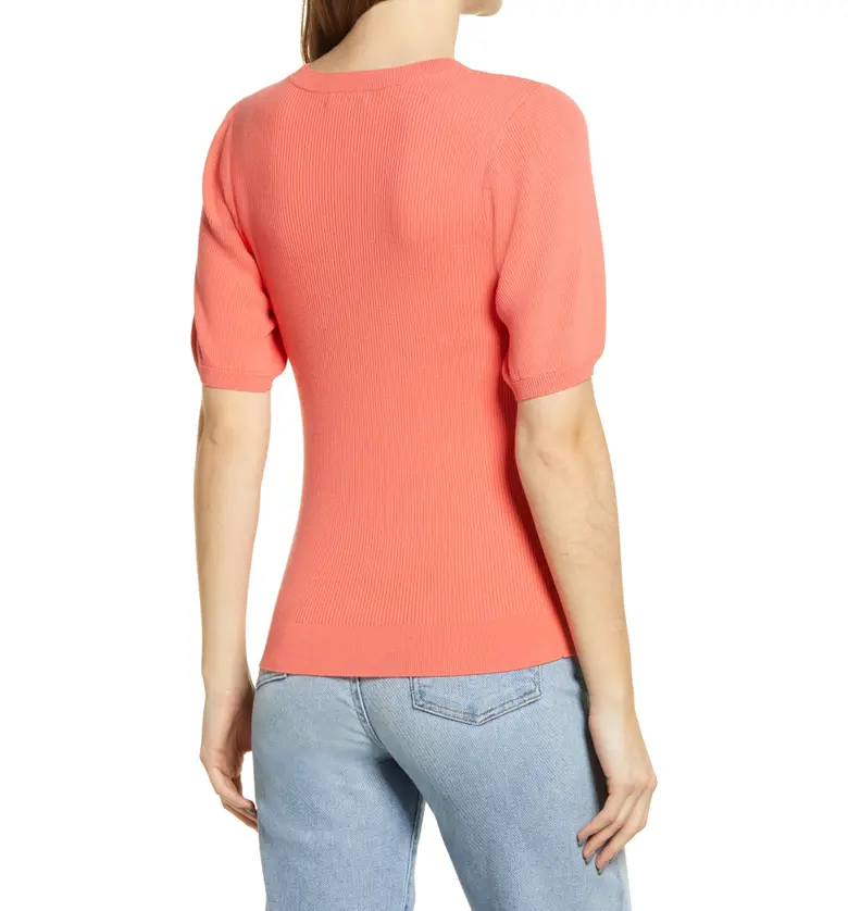  Halogen Puff Sleeve Sweater_CORAL GLOW