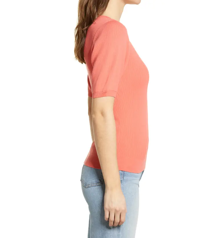  Halogen Puff Sleeve Sweater_CORAL GLOW