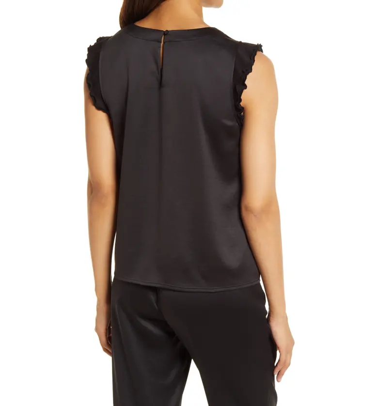  Halogen Sleeveless Ruffle Trim Blouse_BLACK