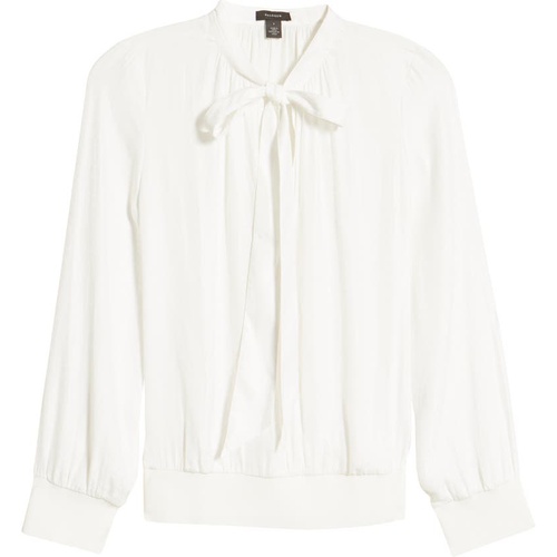  Halogen Tie Neck Blouse_IVORY CLOUD