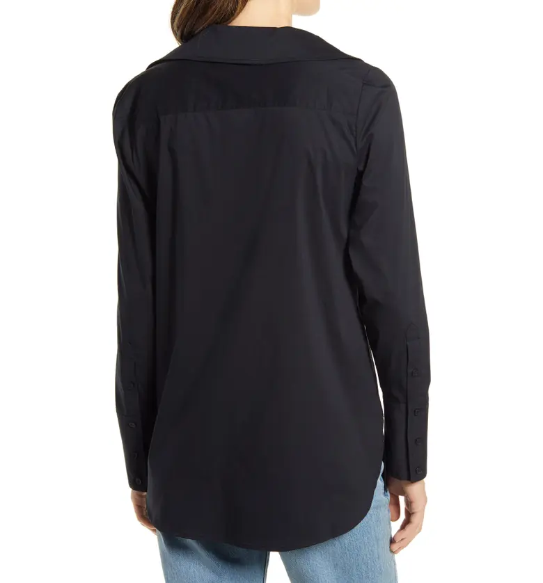  Halogen Asymmetric Button-Up Blouse_BLACK