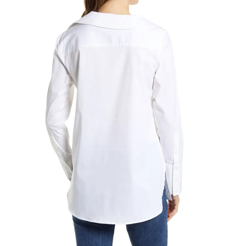  Halogen Asymmetric Button-Up Blouse_WHITE