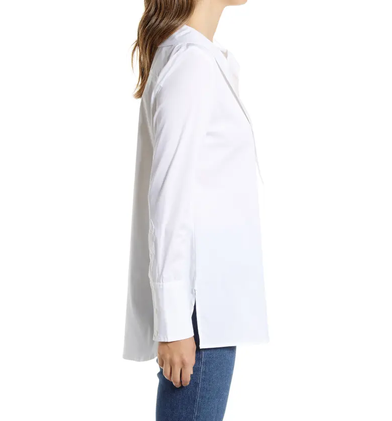  Halogen Asymmetric Button-Up Blouse_WHITE