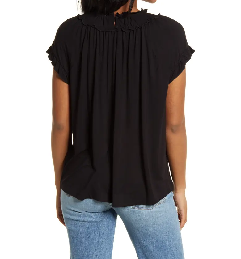  Halogen Frill Knit Top_BLACK