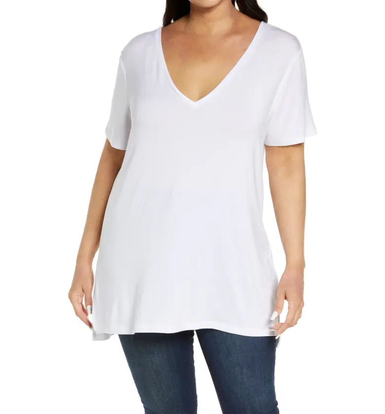 Halogen V-Neck T-Shirt_WHITE