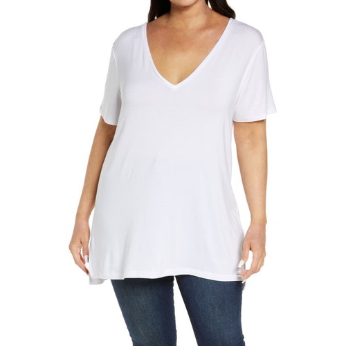  Halogen V-Neck T-Shirt_WHITE