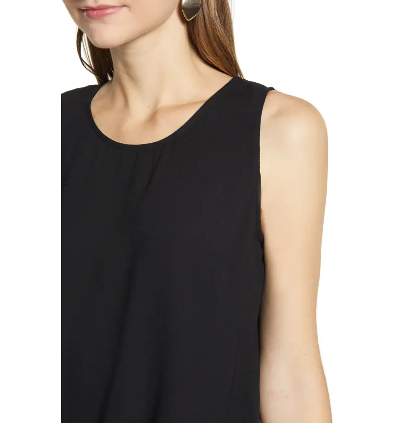  Halogen Scoop Neck Woven Shell_BLACK