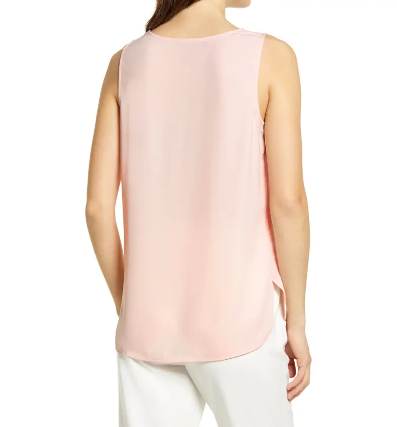  Halogen Scoop Neck Woven Shell_PINK CHINTZ