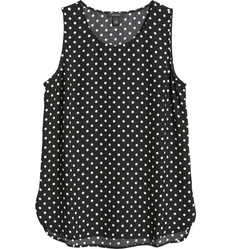  Halogen Scoop Neck Woven Shell_BLACK- IVORY AIR DOT