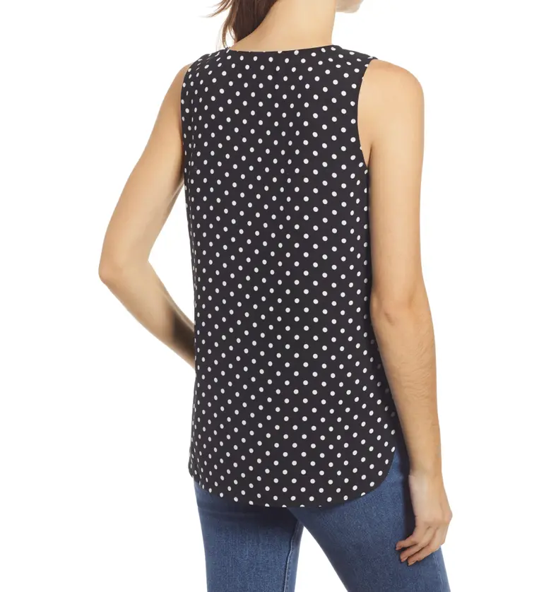  Halogen Scoop Neck Woven Shell_BLACK- IVORY AIR DOT