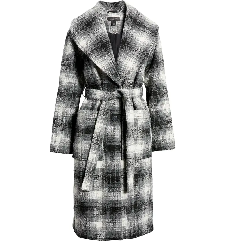  Halogen Plaid Longline Coat_CREAM- GREY BLUR PLAID