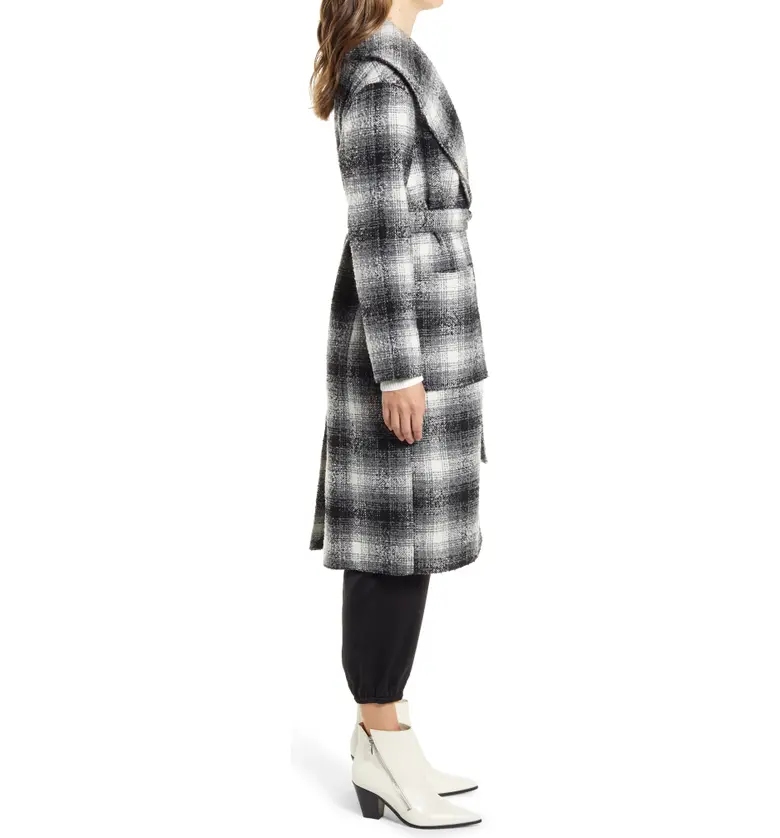  Halogen Plaid Longline Coat_CREAM- GREY BLUR PLAID