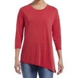 HUE Womens 3/4 Sleeve Crew Neck Long Tunic Top