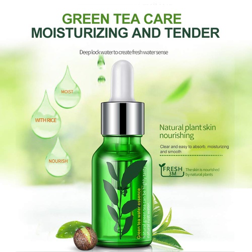  HURRISE 15ml Green Tea Seed Essence Serum Moisturizing Shrink Pores Anti-Aging Hyaluronic Acid Serum Repaired Face Essence Deep Cleaning