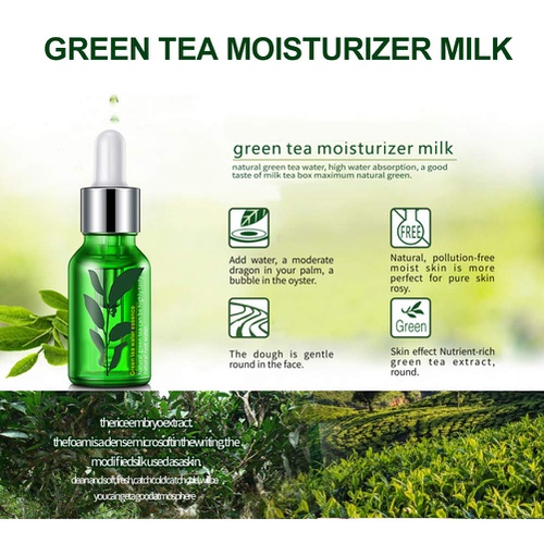  HURRISE 15ml Green Tea Seed Essence Serum Moisturizing Shrink Pores Anti-Aging Hyaluronic Acid Serum Repaired Face Essence Deep Cleaning