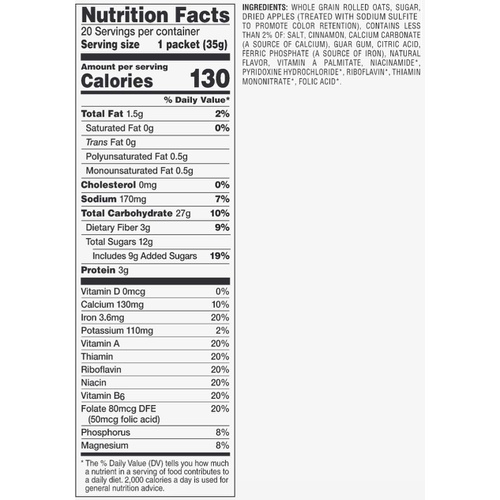  Amazon Brand - Happy Belly Instant Oatmeal, Apple and Cinnamon, 20 Packets
