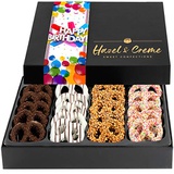 Hazel & Creme Chocolate Covered Pretzels - HAPPY BIRTHDAY Chocolate Gift Box - Gourmet Food Gift (Extra Large Box)