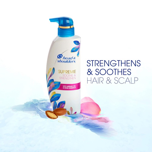  Head & Shoulders Supreme, Scalp Care and Dandruff Treatment Shampoo and Conditioner Bundle, with Argan Oil and Rose Essence, Soothe and Strengthen Hair and Scalp, 11.8 Fl Oz