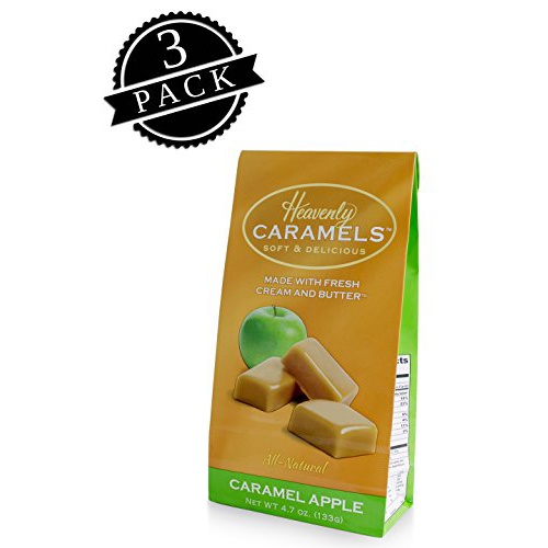  J Morgan Confections Heavenly Caramel |Caramel Apple Flavor | 7oz Bag, 3-Pack | Gourmet Soft and Chewy Butter Caramel Candies | Hand-Crafted Golden Treats