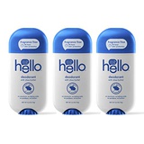 Hello Shea Butter Fragrance Free Deodorant for Women + Men - Aluminum Free, Unscented, No Baking Soda, Parabens, or Sulfates, 24 Hour Protection, 3 Count