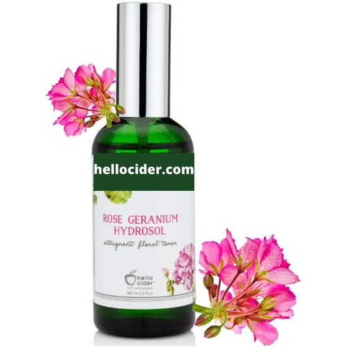  Rose Geranium FACE Toner - Organic Hydrosol, Alcohol & Oil Free. Floral Water to Tone, Restore, Sooth, Balance pH for Dry, Normal, Sensitive Skin. USA Made by Hello Cider