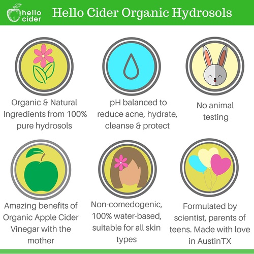  Chamomile HYDROSOL FACE Toner - Organic Floral Water to Hydrate, Calm & Sooth Sensitive Skin, Prevent Acnes, Restore pH . All Skin Types & Children. USA Made - Hello Cider