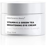 Herbal Dynamics Beauty HD Beauty Vitamin K & Green Tea Brightening Eye Cream for Undereye Circles, Puffiness, and Fine Lines with Hyaluronic Acid and Organic Aloe Vera, 0.5oz