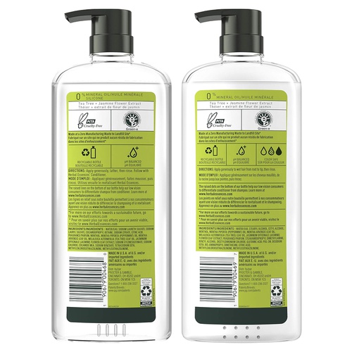  Herbal Essences, Clarifying Shampoo and Purifying Conditioner, Tea Tree and Jasmine, 20.2 Fl Oz Bundle