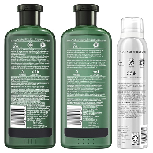  Herbal Essences BioRenew Eucalyptus and Aloe Shampoo, Conditioner & Dry Shampoo, Refresh and Balance Your Scalp, Sulfate Free, Color Safe, 13.5 Oz Each, 4.9 Oz