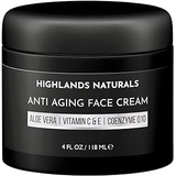 Highlands Naturals Anti Aging Face Cream for Men - Anti Wrinkle Face Moisturizer and Facial Lotion - Advanced Skin Care for Younger Looking Skin - Hydrates, Firms and Revitalizes - Natural & Organic,